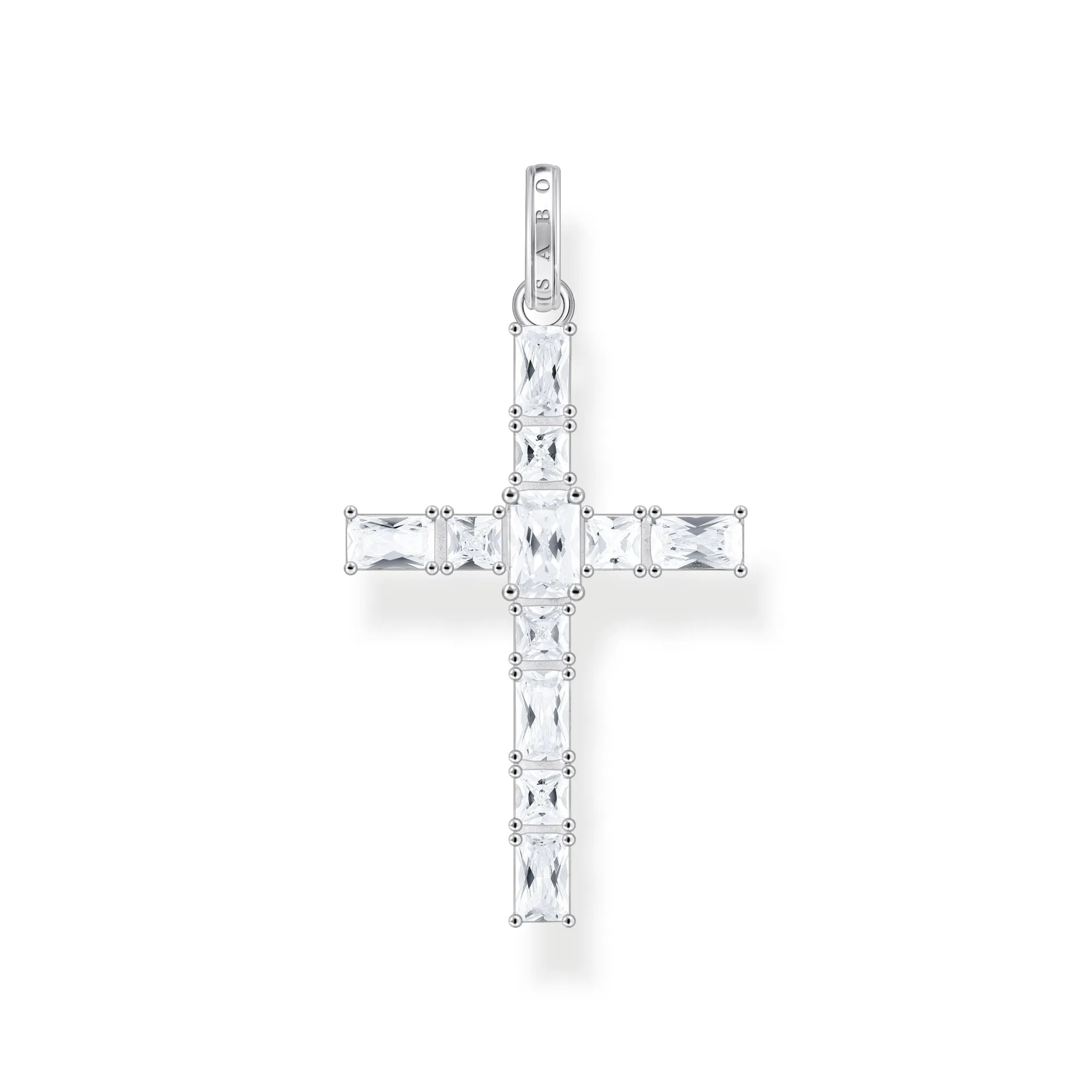 Cross pendant with white zirconia