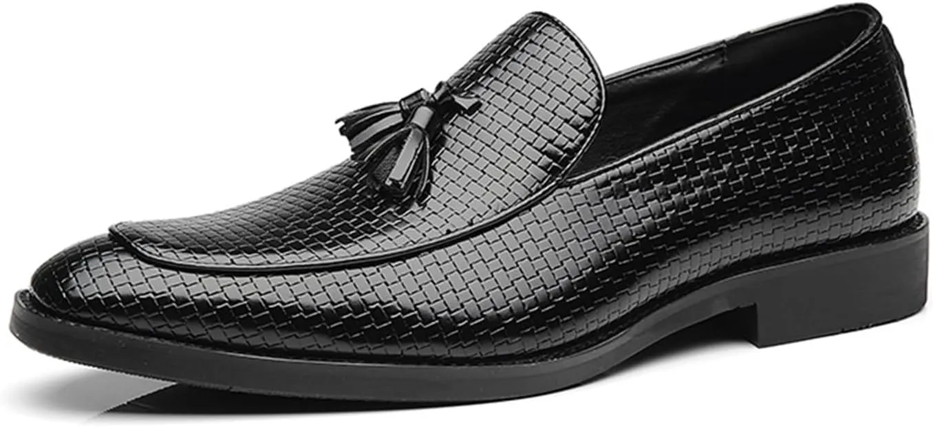 Dress Shoes for Men Men's Tassel Loafers Stylish Artificial Leather Slip-On Wedding Dress Shoes