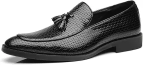 Dress Shoes for Men Men's Tassel Loafers Stylish Artificial Leather Slip-On Wedding Dress Shoes