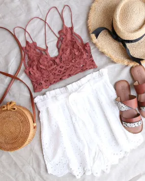 Everly - Eyelet Shorts with Belt in White