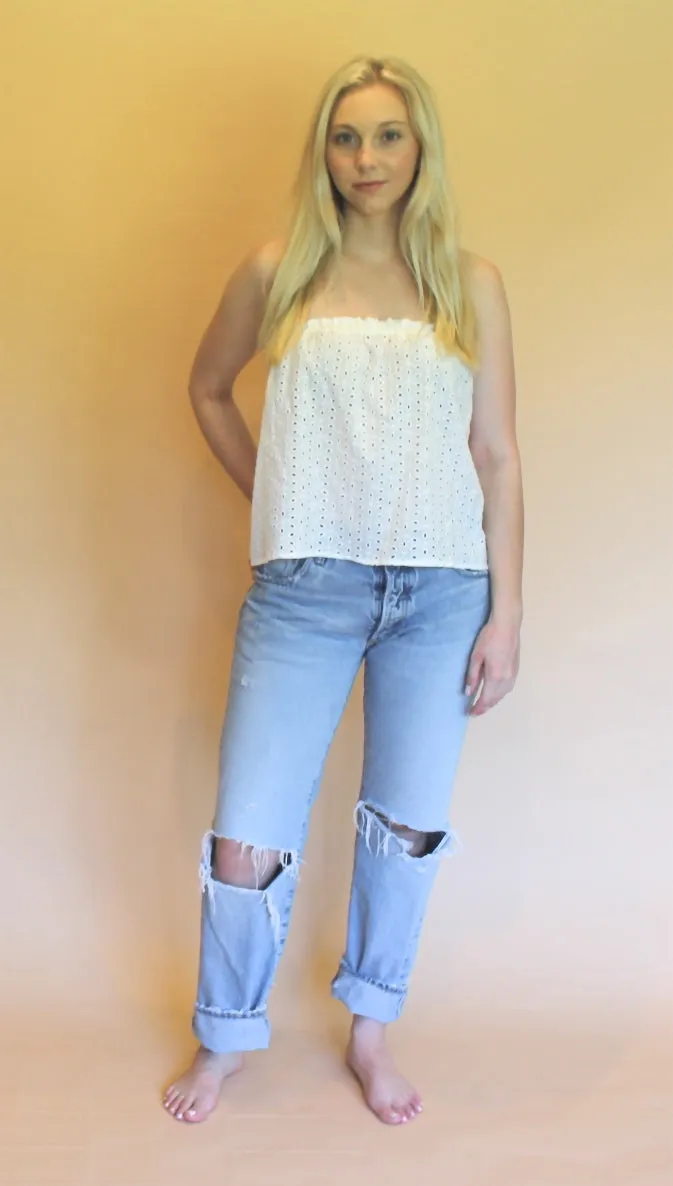 Eyelet Cropped Tube Top