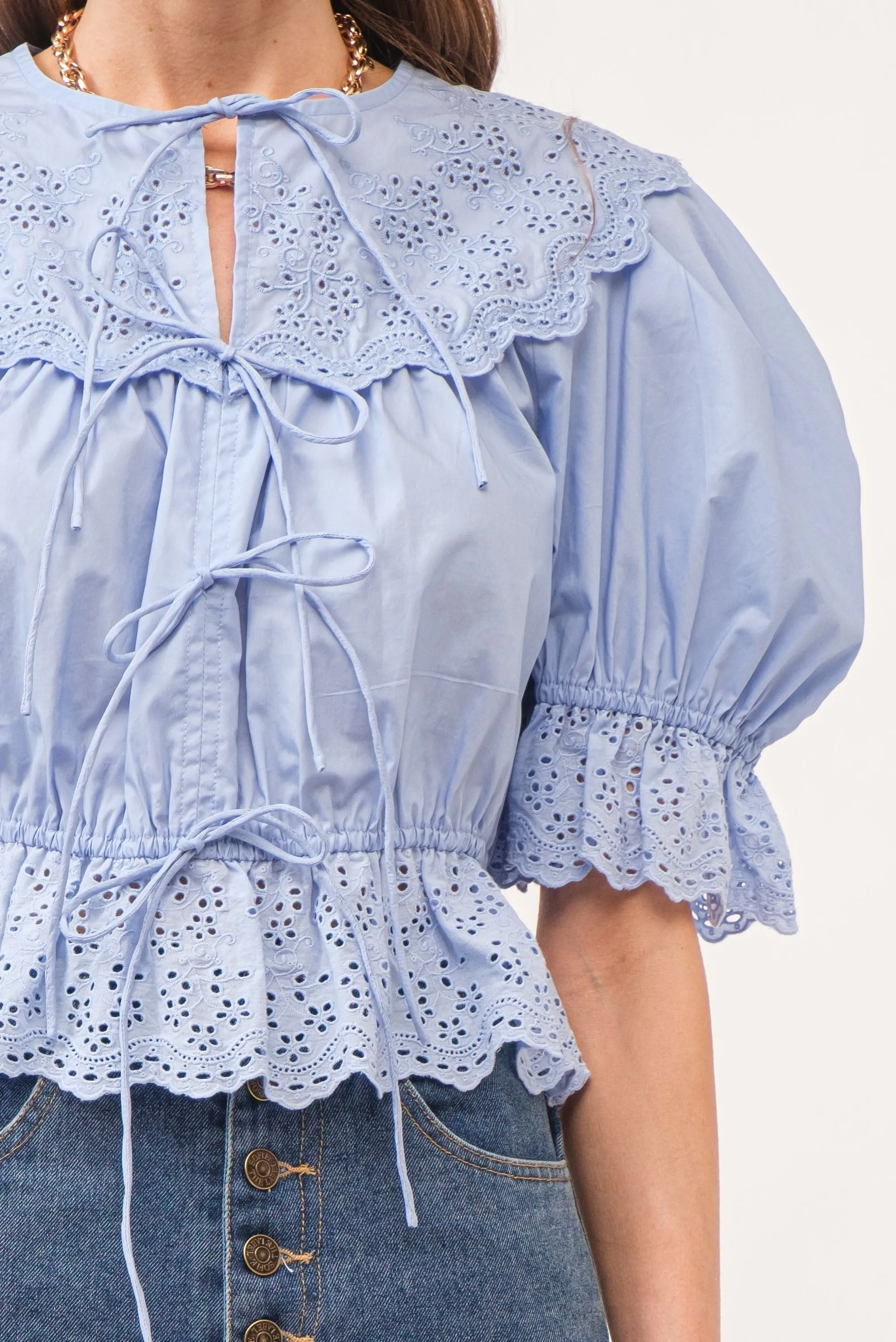 Eyelet Front Tie Top