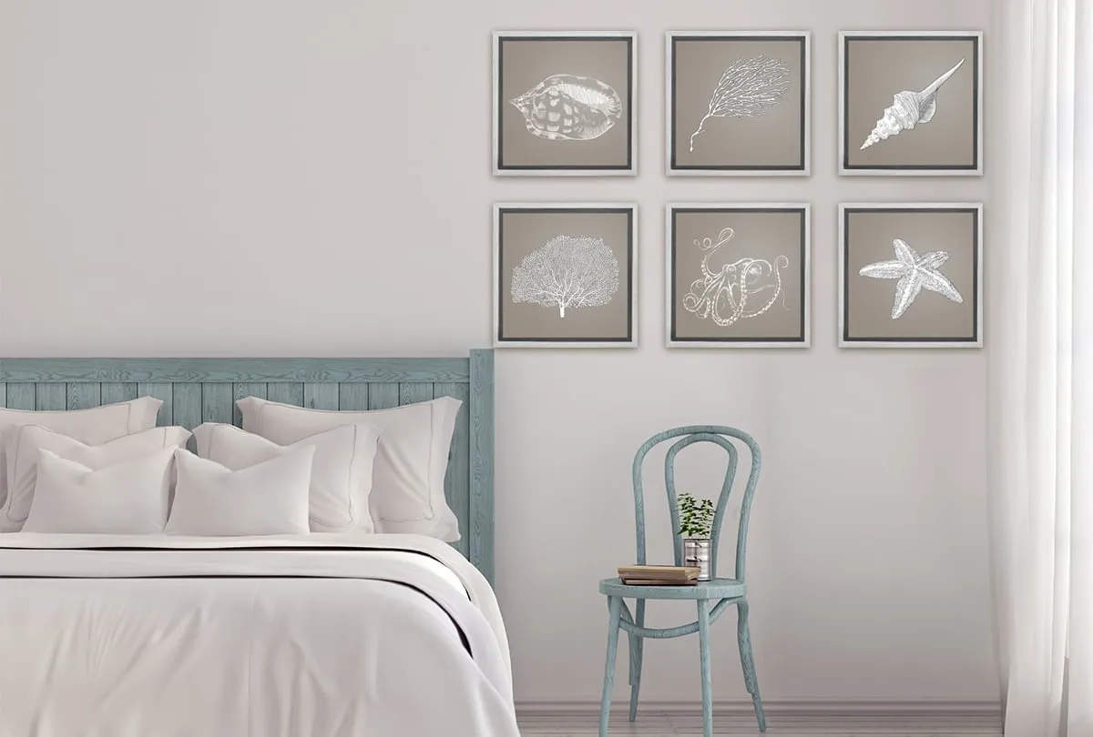 Fan Coral White on Beige | Canvas Wall Art Print