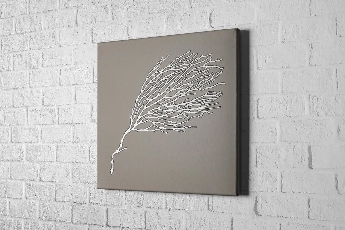 Fan Coral White on Beige | Canvas Wall Art Print