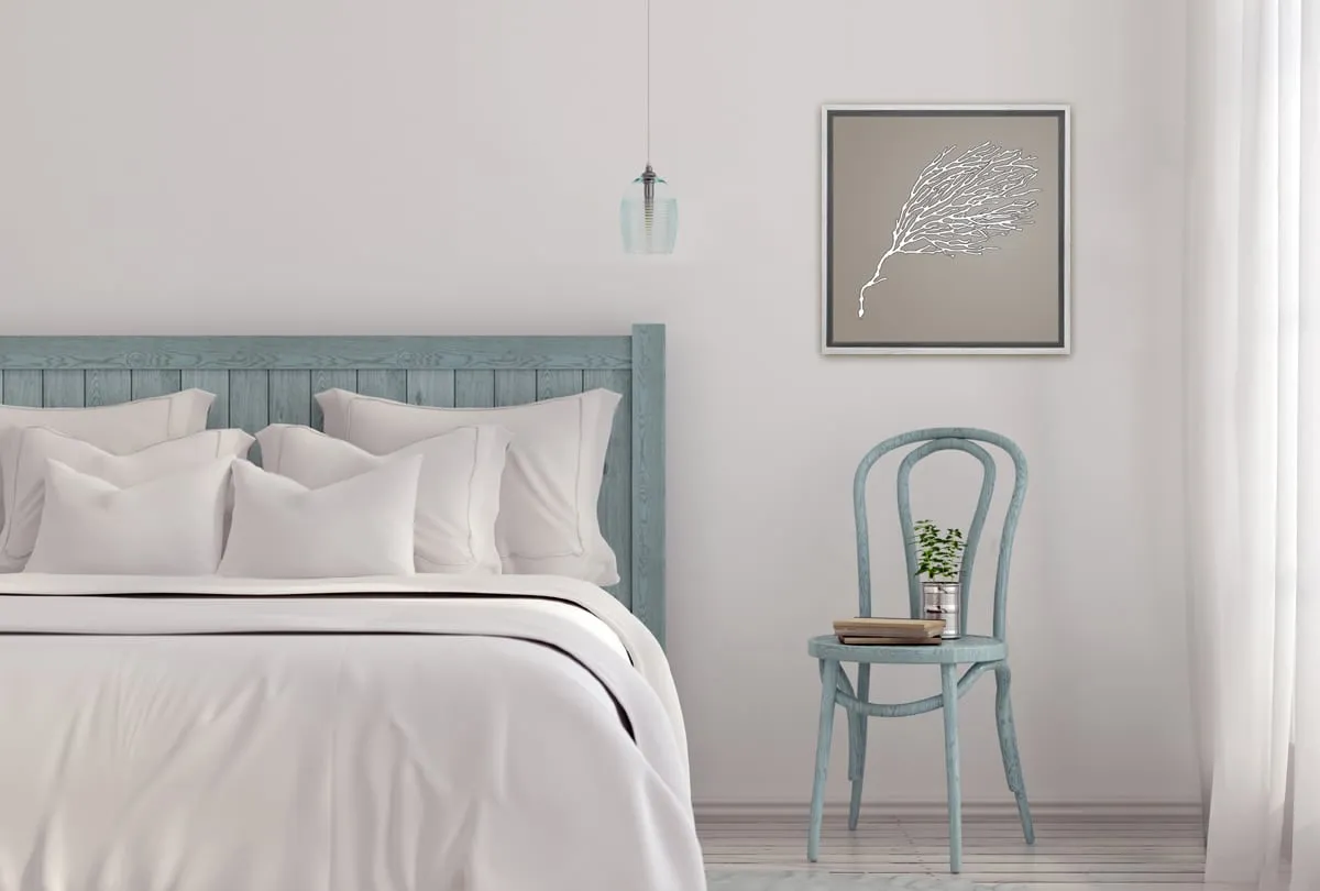 Fan Coral White on Beige | Canvas Wall Art Print