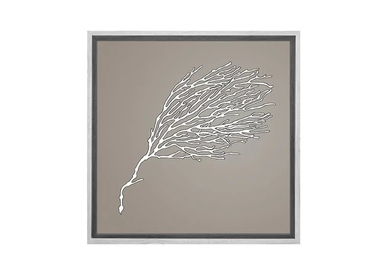 Fan Coral White on Beige | Canvas Wall Art Print