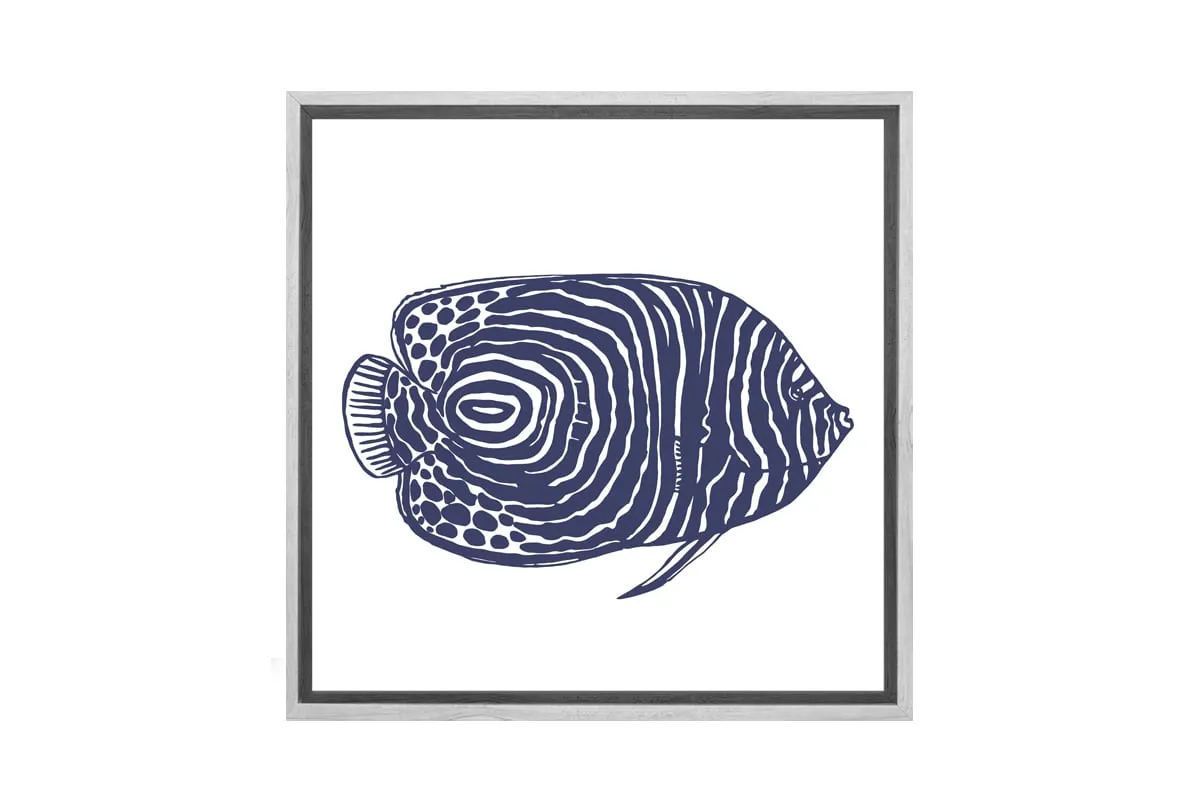Fish 1 Navy on White | Canvas Wall Art Print