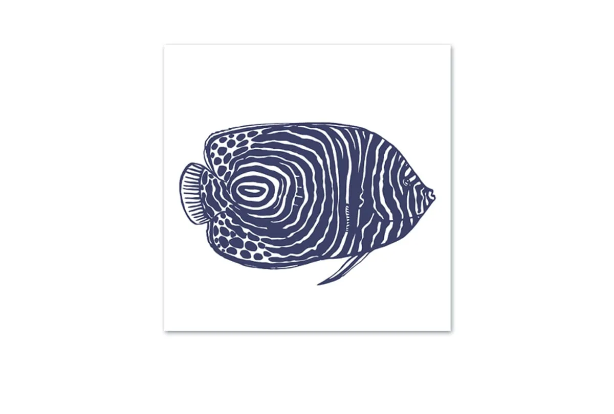 Fish 1 Navy on White | Canvas Wall Art Print