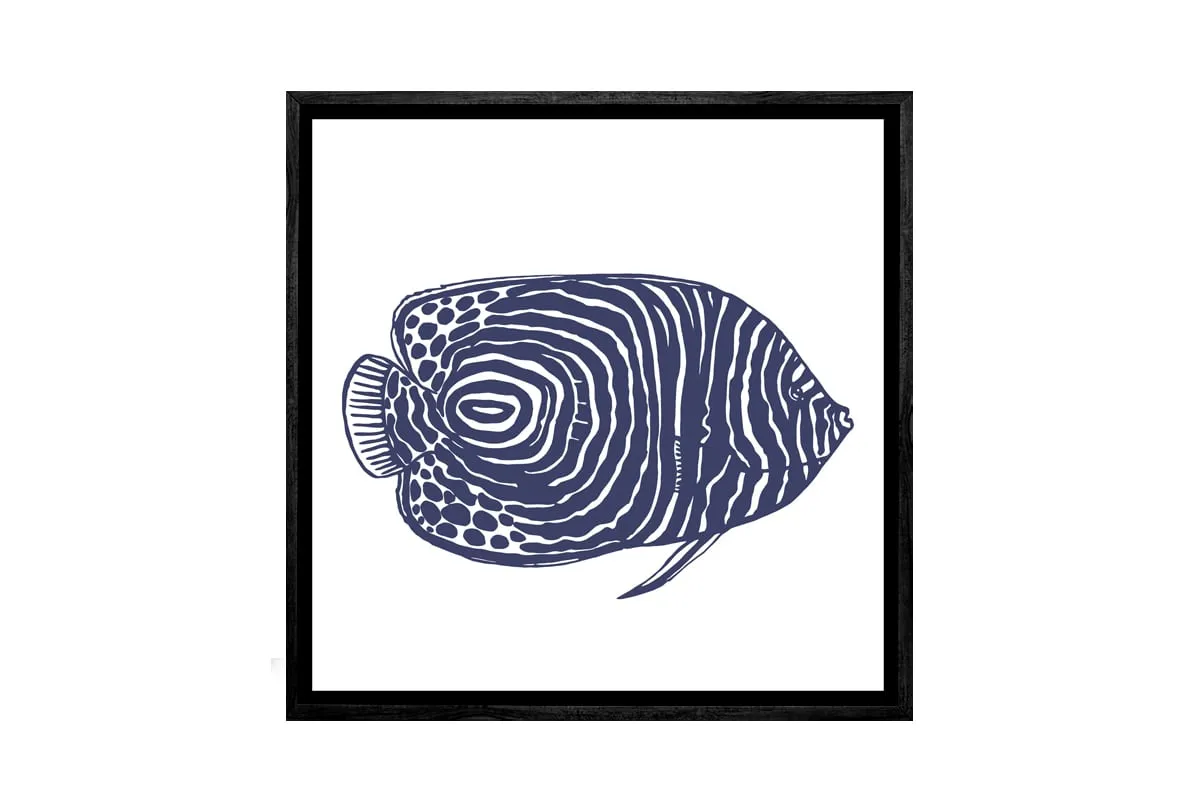 Fish 1 Navy on White | Canvas Wall Art Print