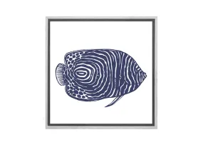 Fish 1 Navy on White | Canvas Wall Art Print