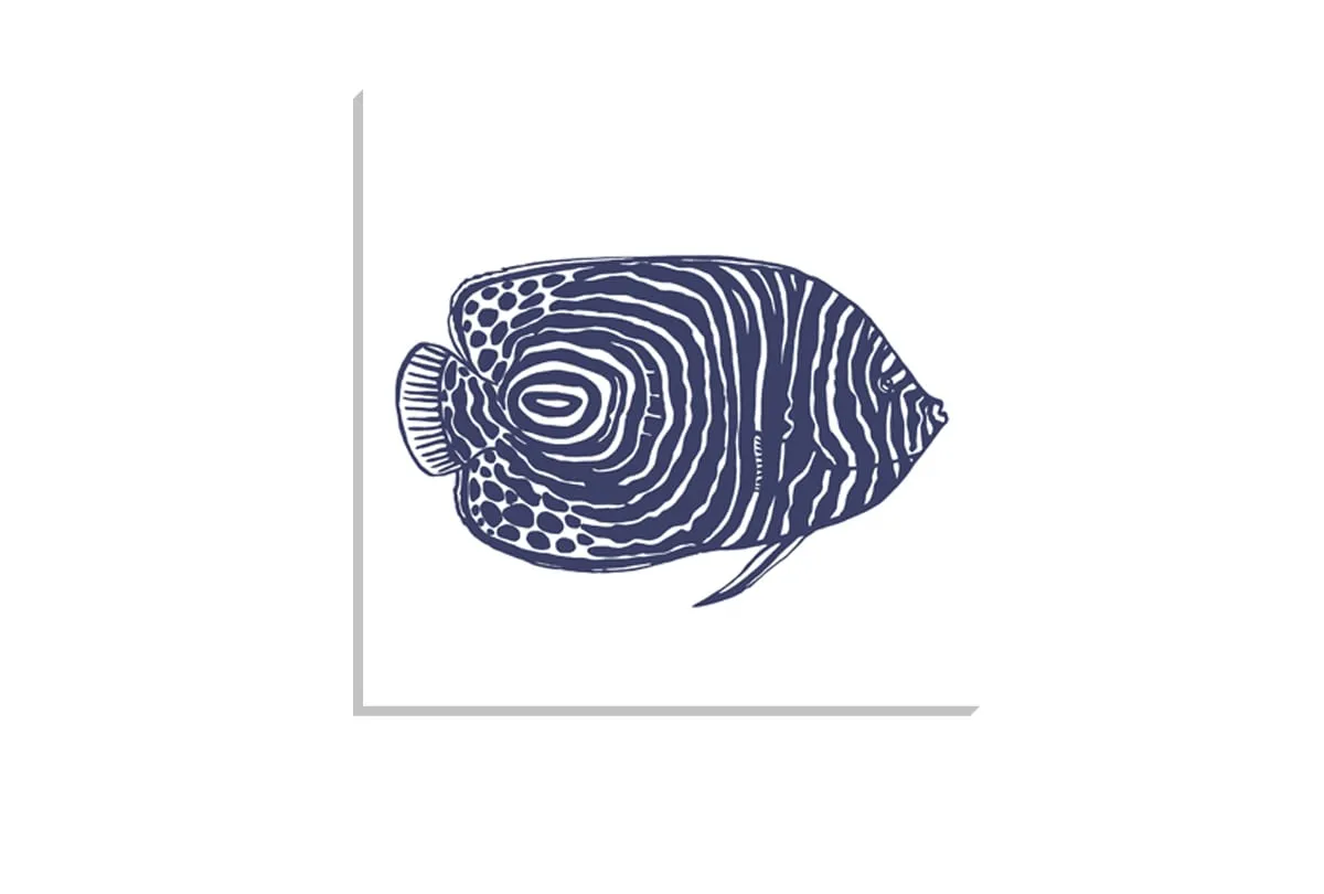 Fish 1 Navy on White | Canvas Wall Art Print
