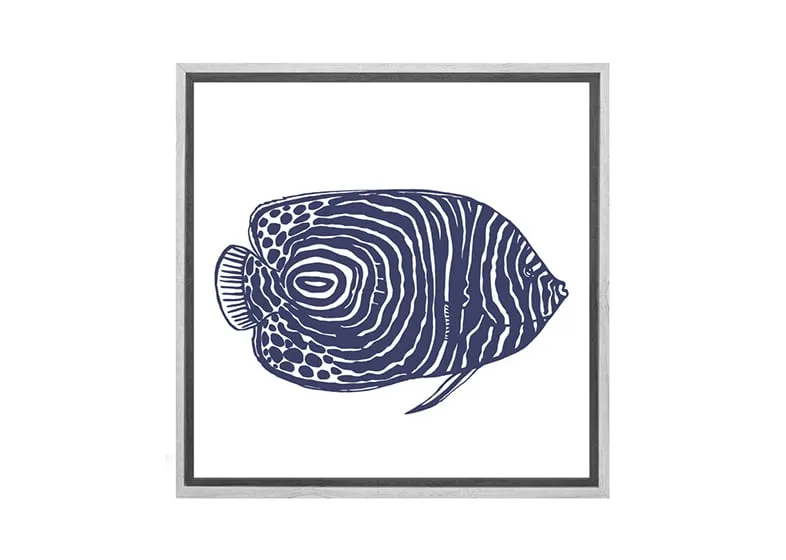 Fish 1 Navy on White | Canvas Wall Art Print