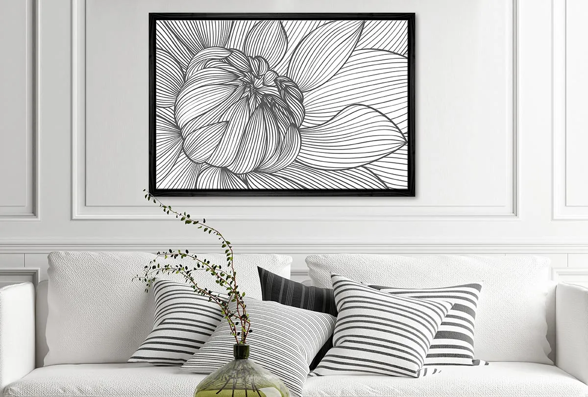 Floral Line Drawing | Canvas Wall Art Print