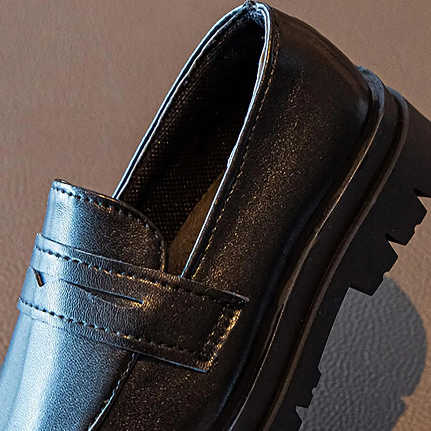 Generic Girls Platform Loafers Solid Color Slip on Leather Shoes School Un𝐢form Dress Shoes Non Slip Comfortable Shoes