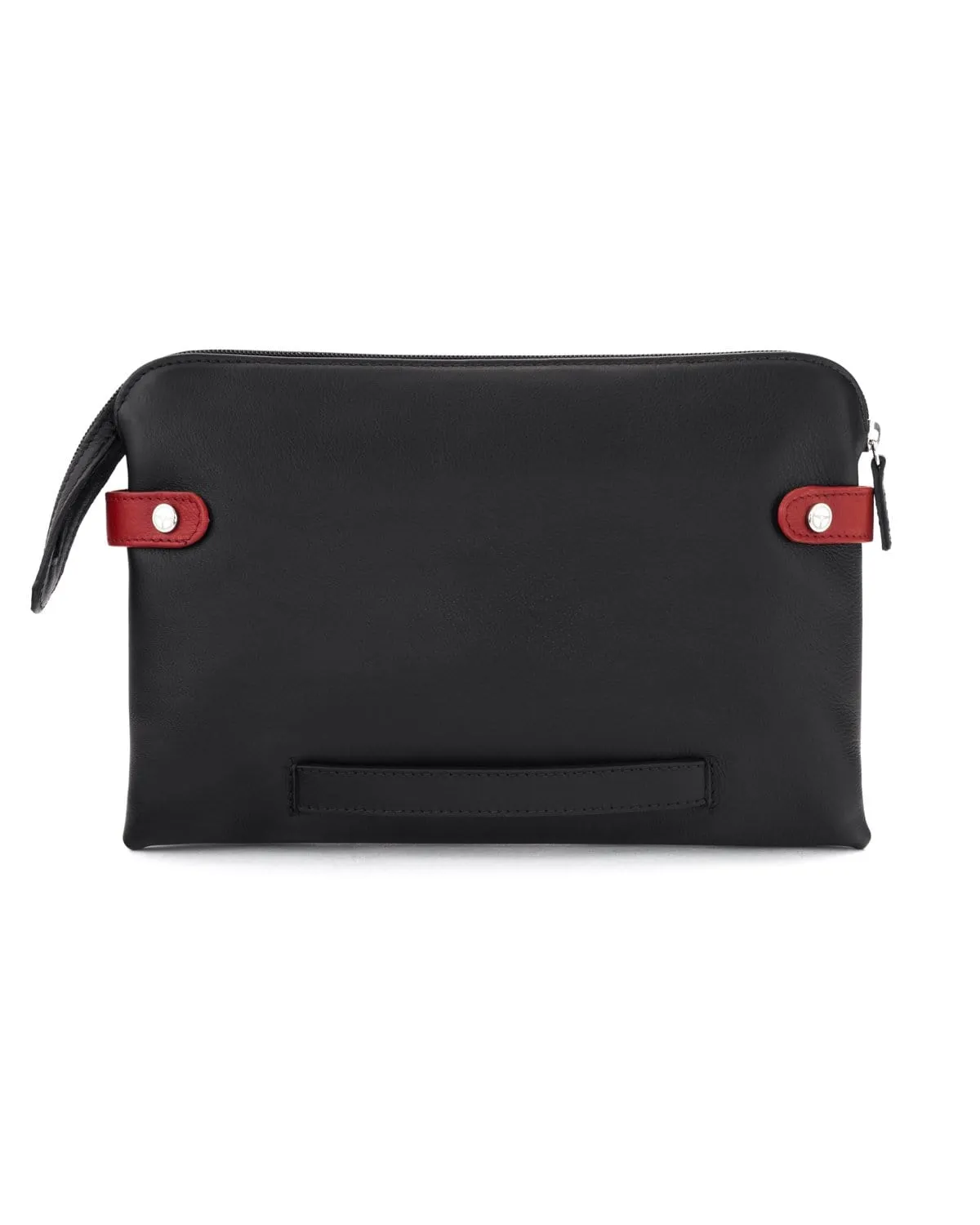 GLOBETROTTER - Full-grain Leather Document Case - Black/Red