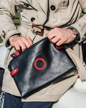 GLOBETROTTER - Full-grain Leather Document Case - Black/Red