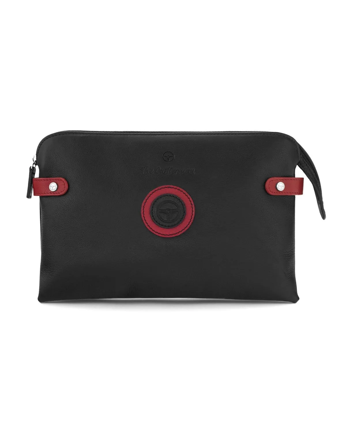 GLOBETROTTER - Full-grain Leather Document Case - Black/Red