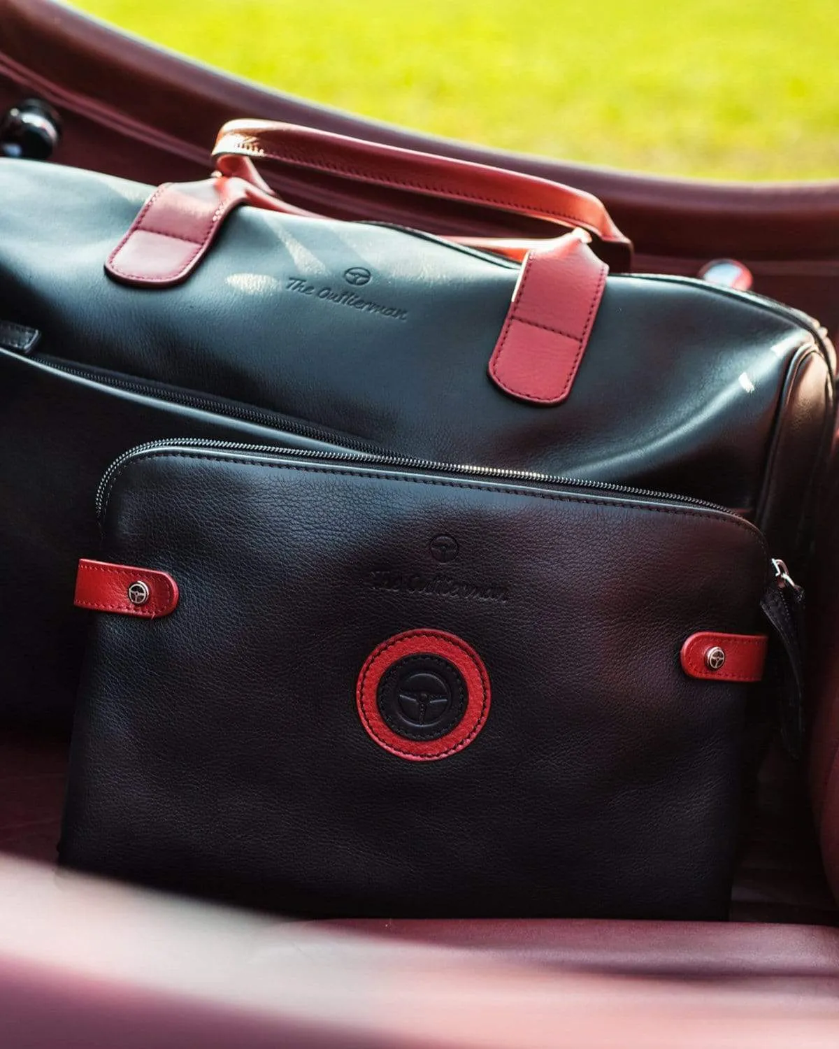 GLOBETROTTER - Full-grain Leather Document Case - Black/Red