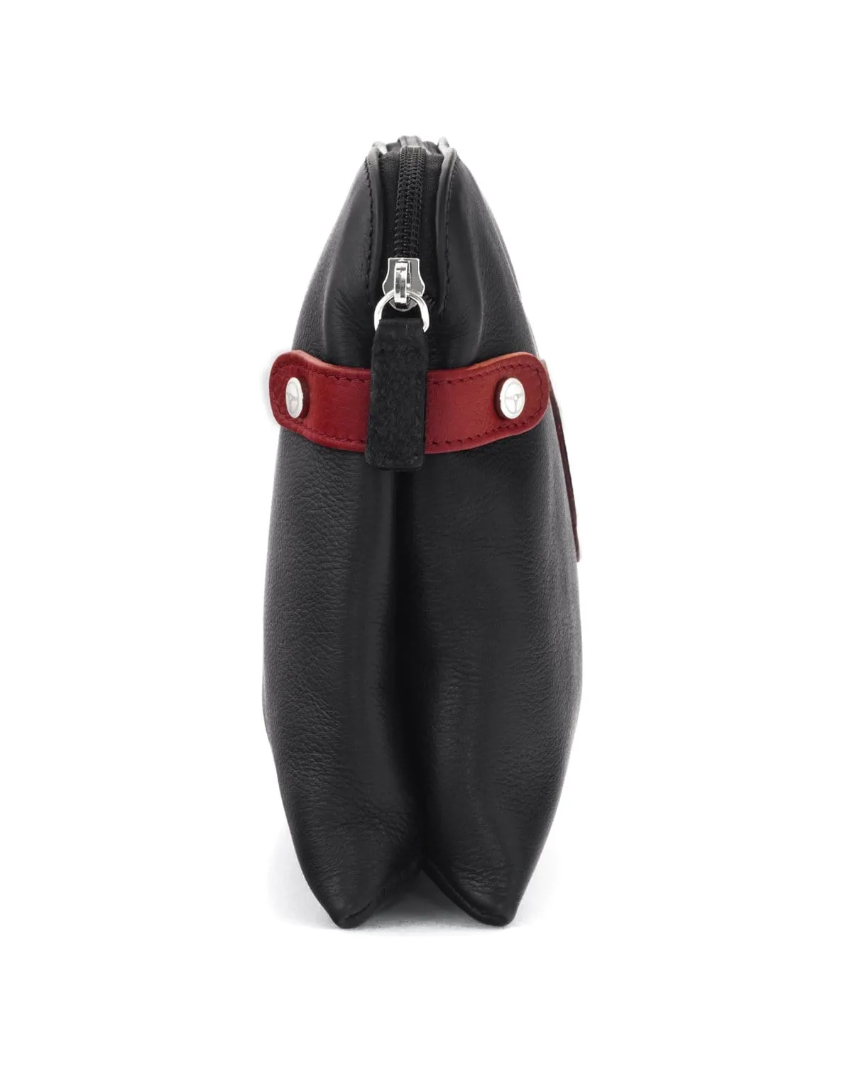 GLOBETROTTER - Full-grain Leather Document Case - Black/Red
