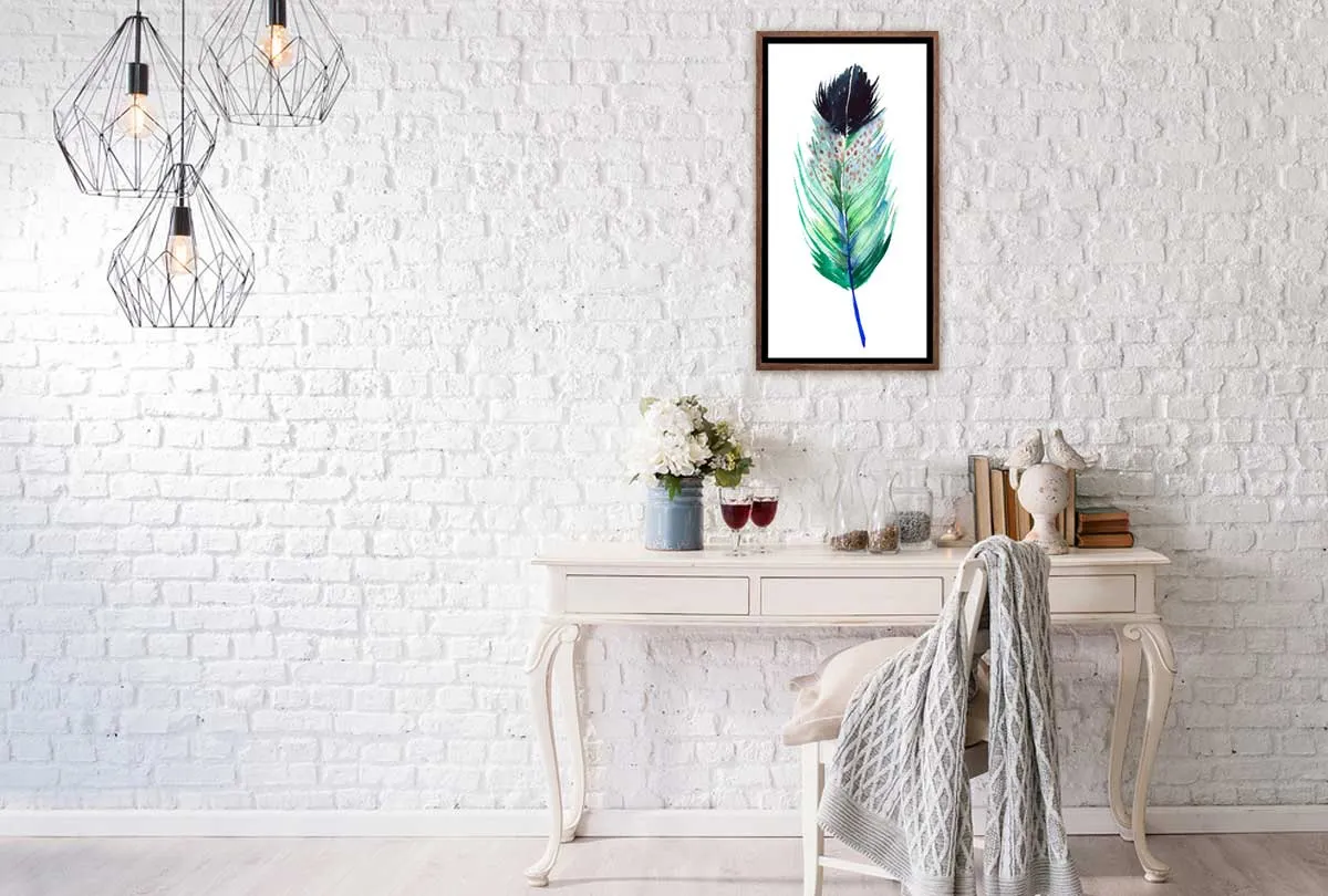 Green Feather 1 | Watercolour Print | Wall Art Decor