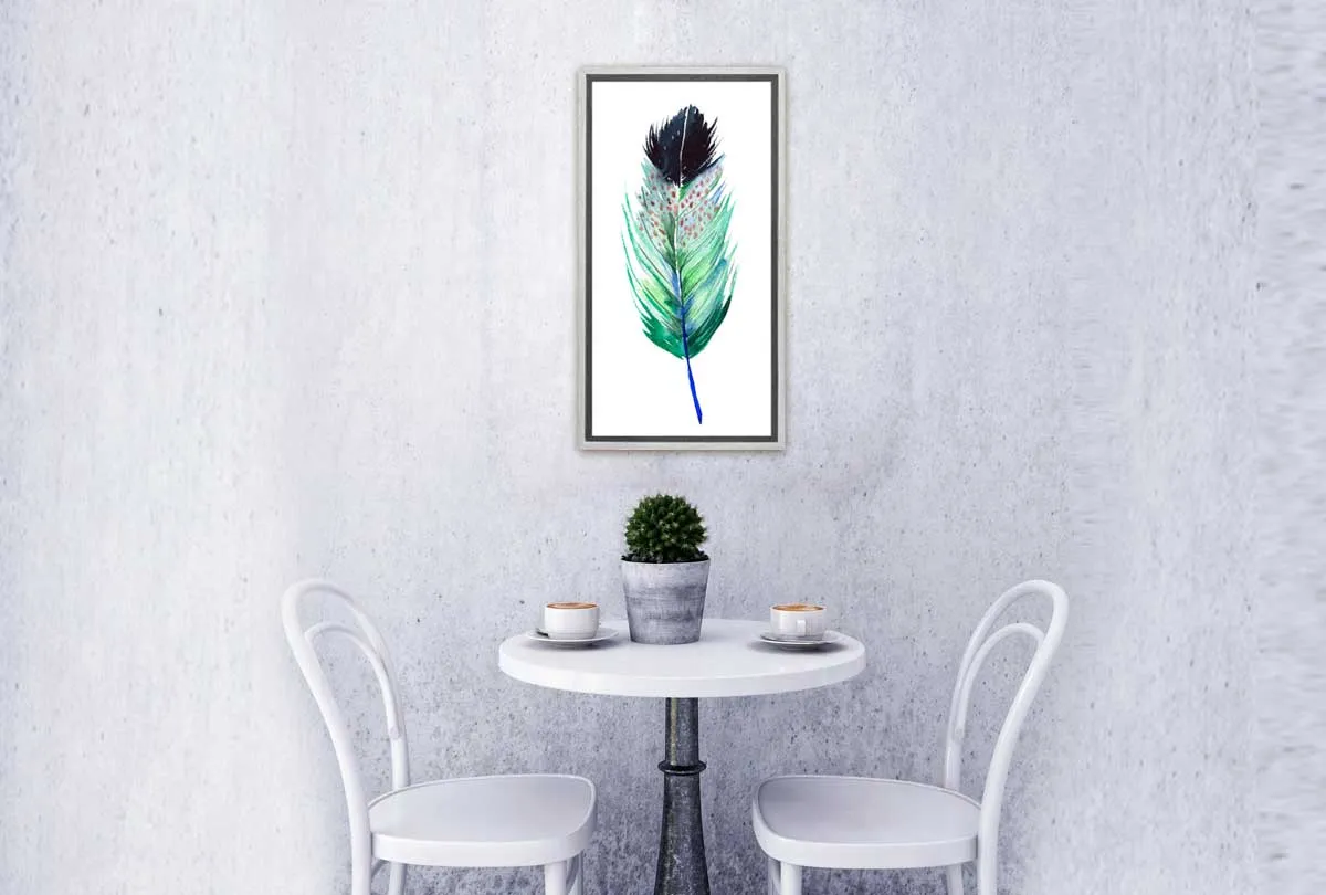 Green Feather 1 | Watercolour Print | Wall Art Decor