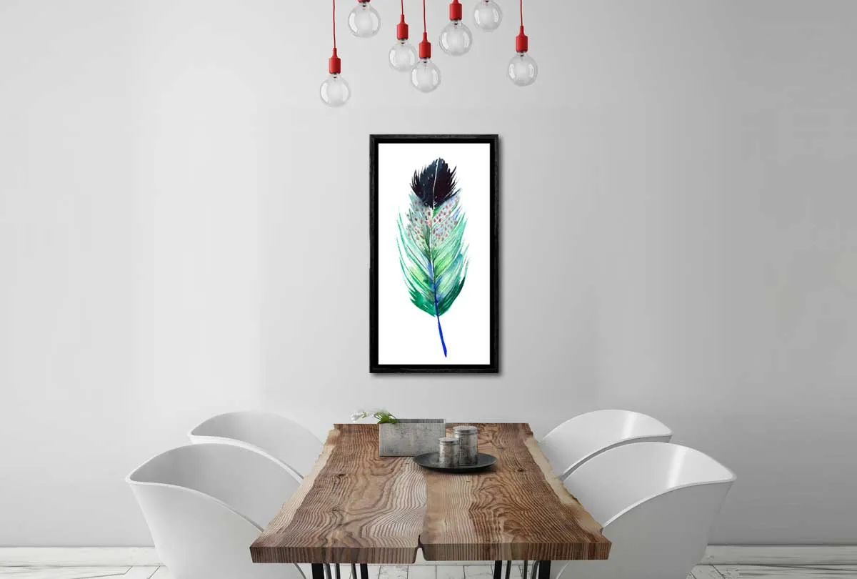 Green Feather 1 | Watercolour Print | Wall Art Decor