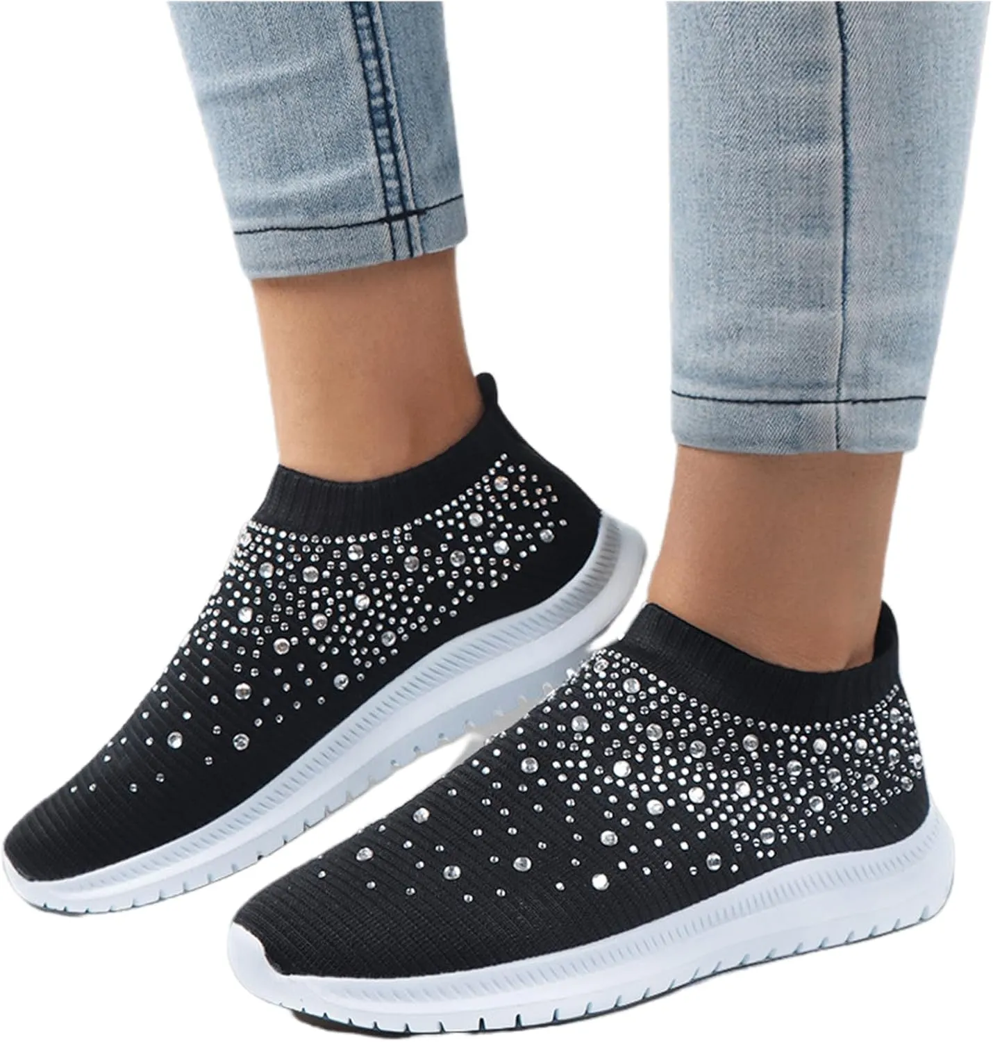 Lausiuoe Running Shoes For Women Arch Support Slip On Walking Shoes Non Slip Breathable Workout Tennis Shoes Sneakers
