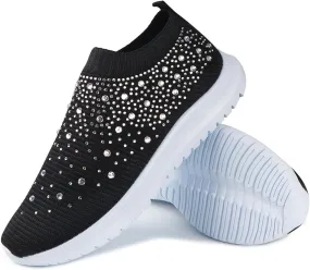 Lausiuoe Running Shoes For Women Arch Support Slip On Walking Shoes Non Slip Breathable Workout Tennis Shoes Sneakers
