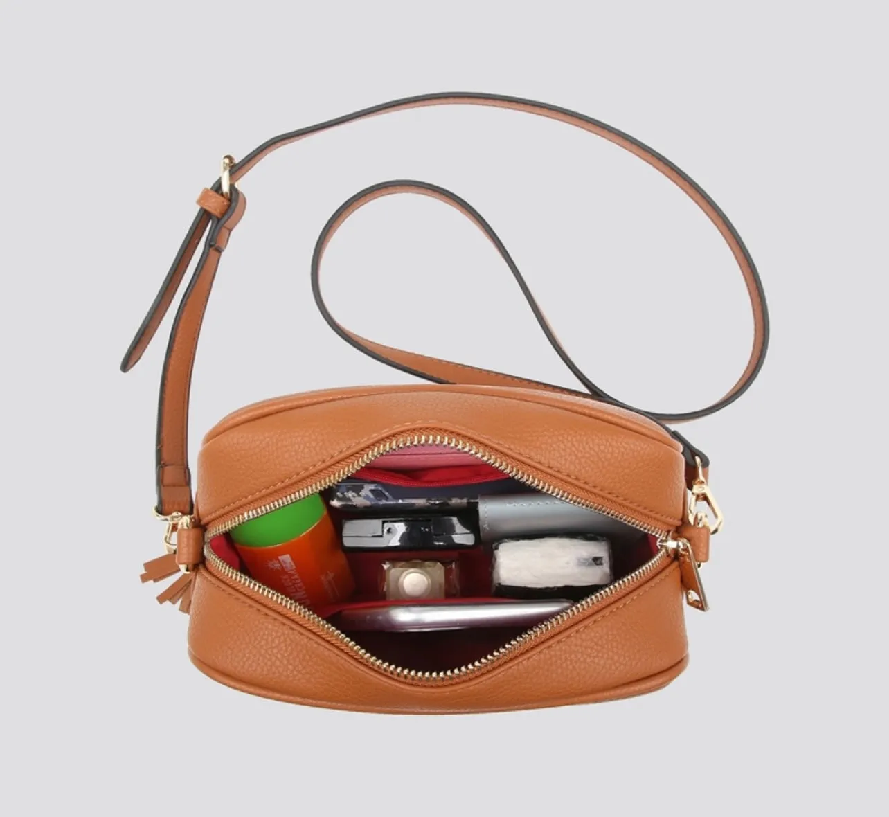 Leather Camera Bag - Camel