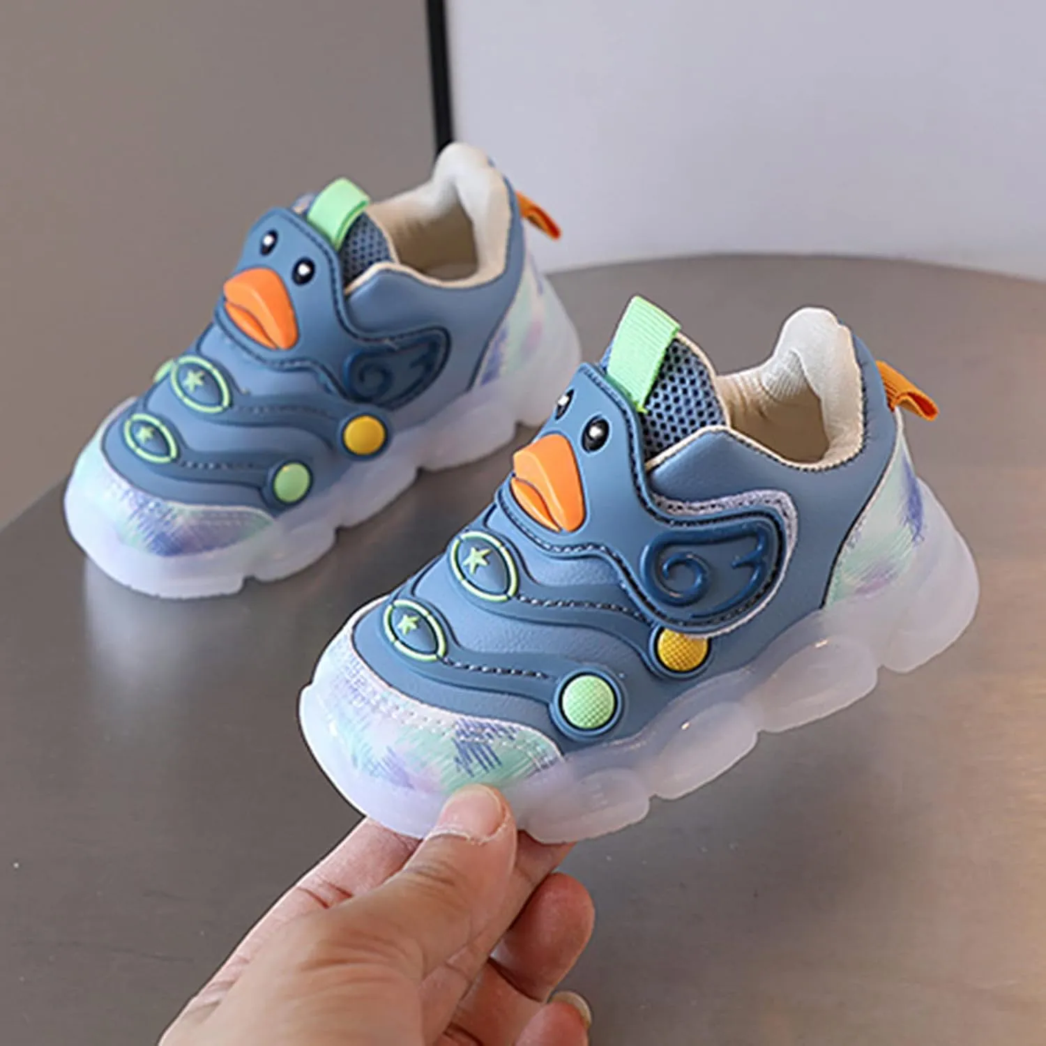 Leather Light Up 𝗖artoon Sneaker for Toddler Baby Boys Led First Walking Sport Shoes Outdoor Breathable Non Slip Shoes