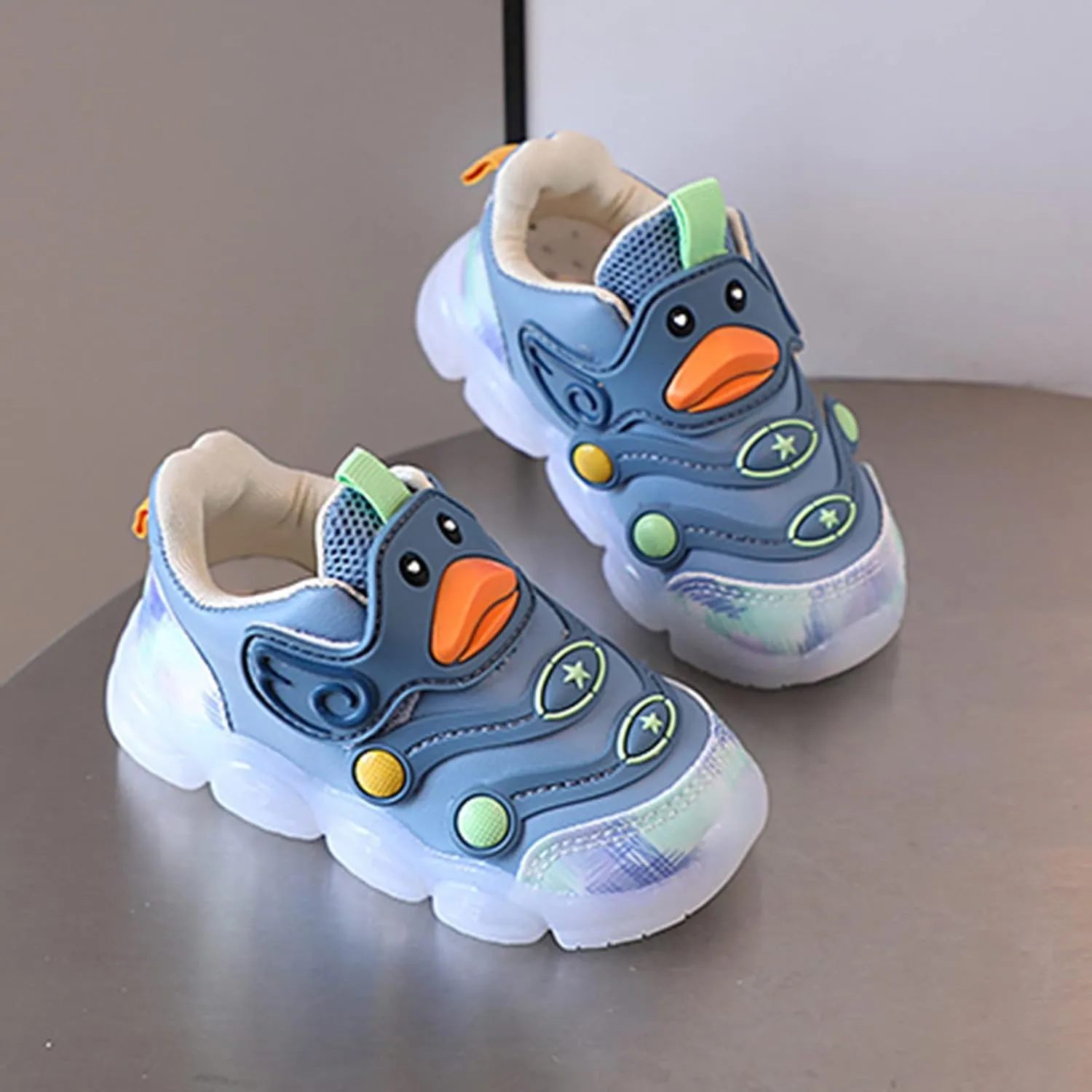 Leather Light Up 𝗖artoon Sneaker for Toddler Baby Boys Led First Walking Sport Shoes Outdoor Breathable Non Slip Shoes