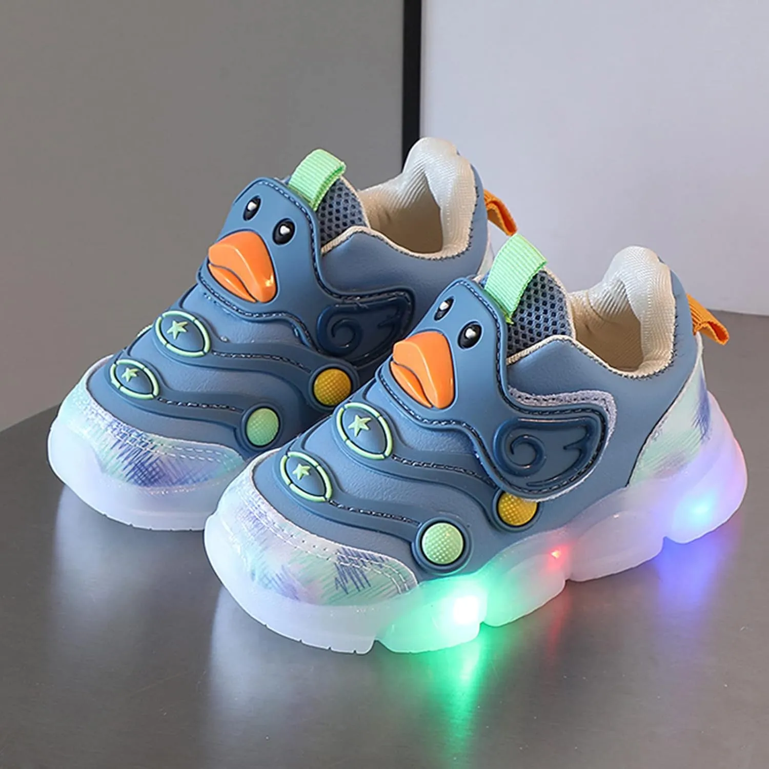 Leather Light Up 𝗖artoon Sneaker for Toddler Baby Boys Led First Walking Sport Shoes Outdoor Breathable Non Slip Shoes