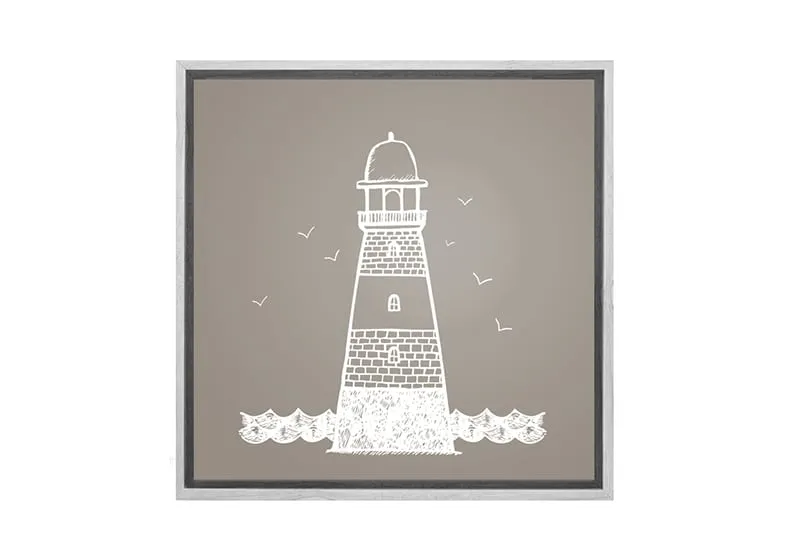 Lighthouse White on Beige | Canvas Wall Art Print