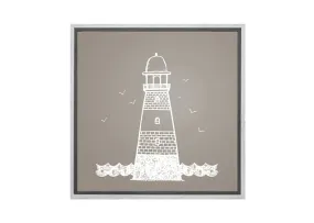 Lighthouse White on Beige | Canvas Wall Art Print