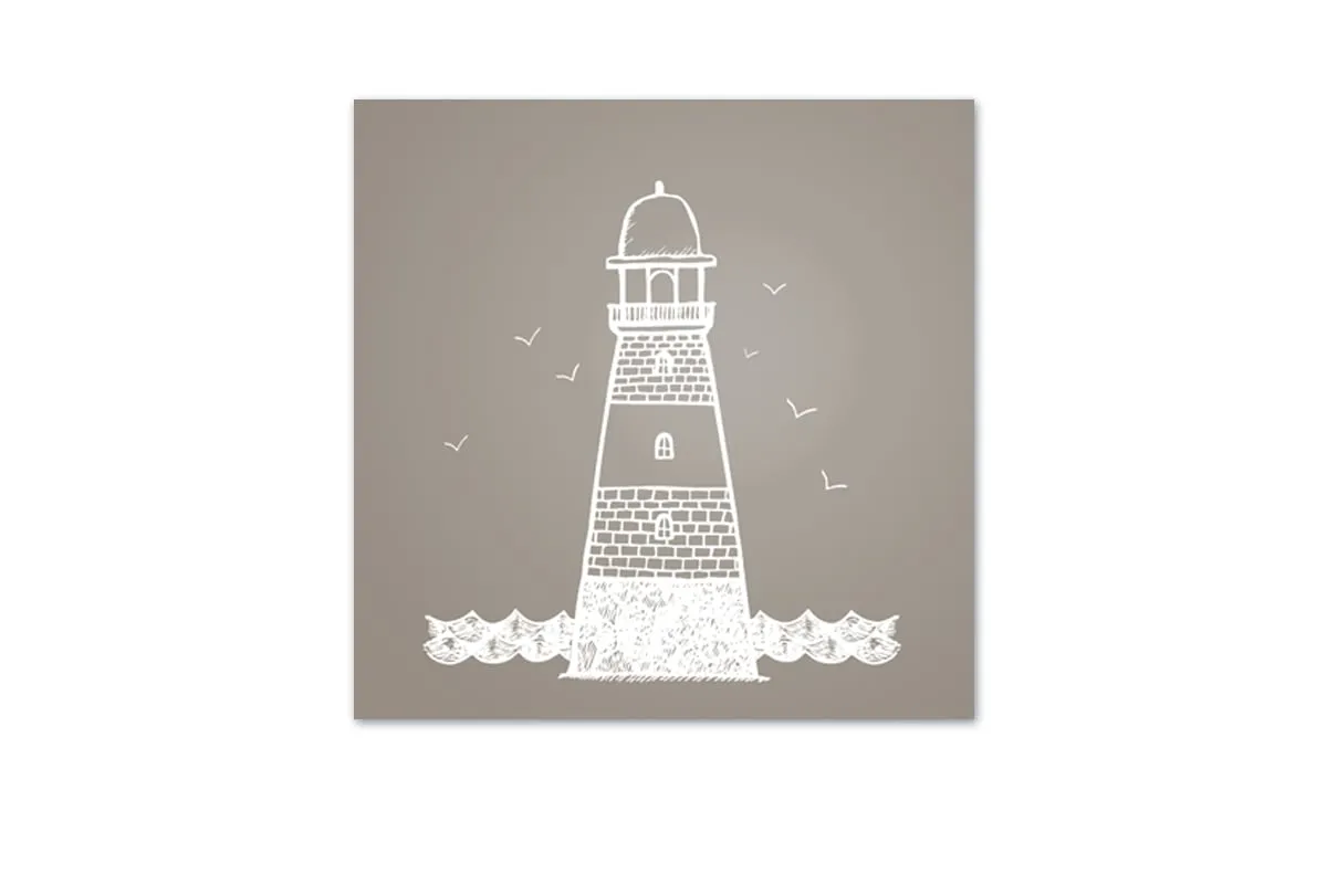 Lighthouse White on Beige | Canvas Wall Art Print