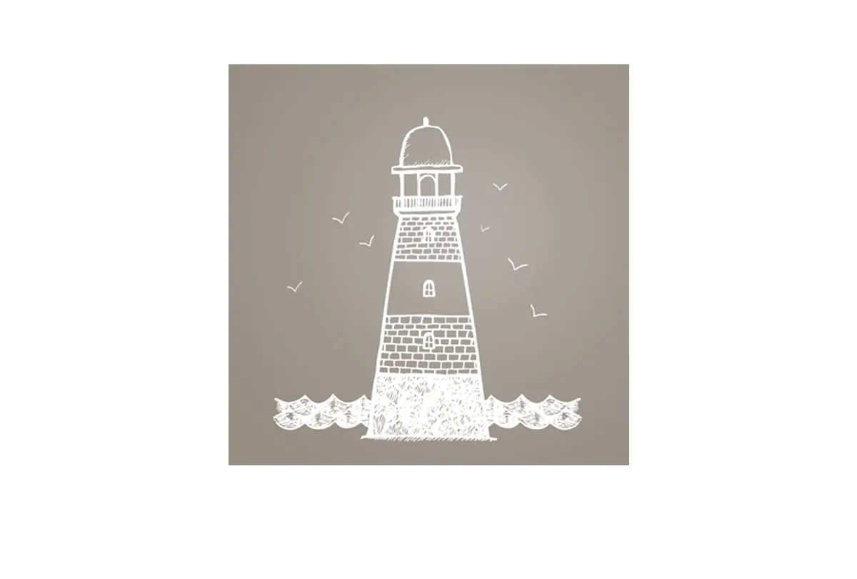 Lighthouse White on Beige | Canvas Wall Art Print