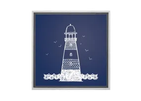 Lighthouse White on Navy | Canvas Wall Art Print