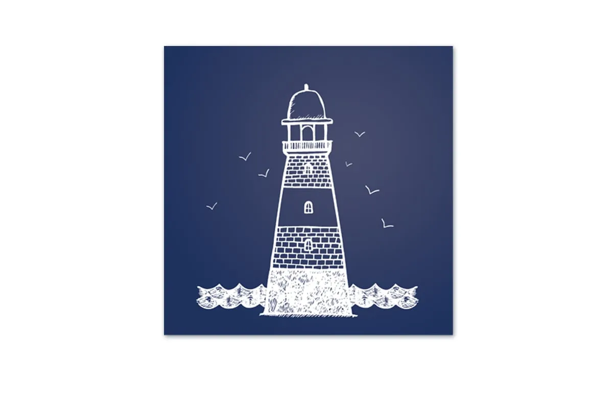 Lighthouse White on Navy | Canvas Wall Art Print