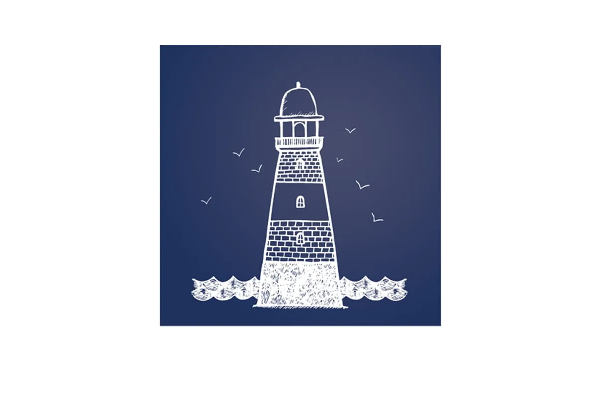 Lighthouse White on Navy | Canvas Wall Art Print