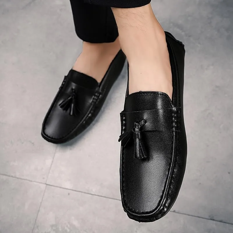 Loafers for Men Round Toe with Tassel Faux Leather Driving Loafers Slip Resistant Comfortable Lightweight Outdoor Slip-on