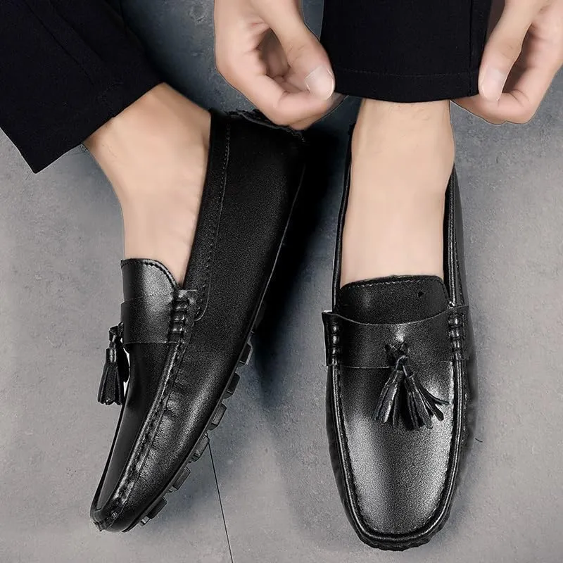 Loafers for Men Round Toe with Tassel Faux Leather Driving Loafers Slip Resistant Comfortable Lightweight Outdoor Slip-on