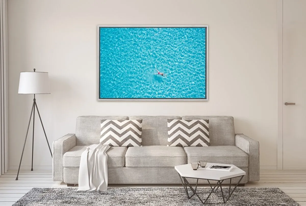 Lone Swimmer Crystal Water | Canvas Art Wall Print
