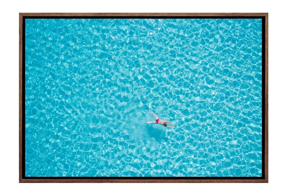 Lone Swimmer Crystal Water | Canvas Art Wall Print