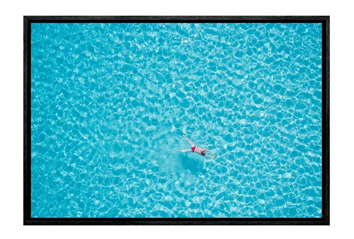 Lone Swimmer Crystal Water | Canvas Art Wall Print