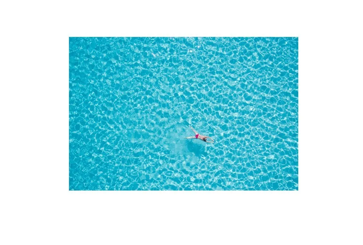 Lone Swimmer Crystal Water | Canvas Art Wall Print