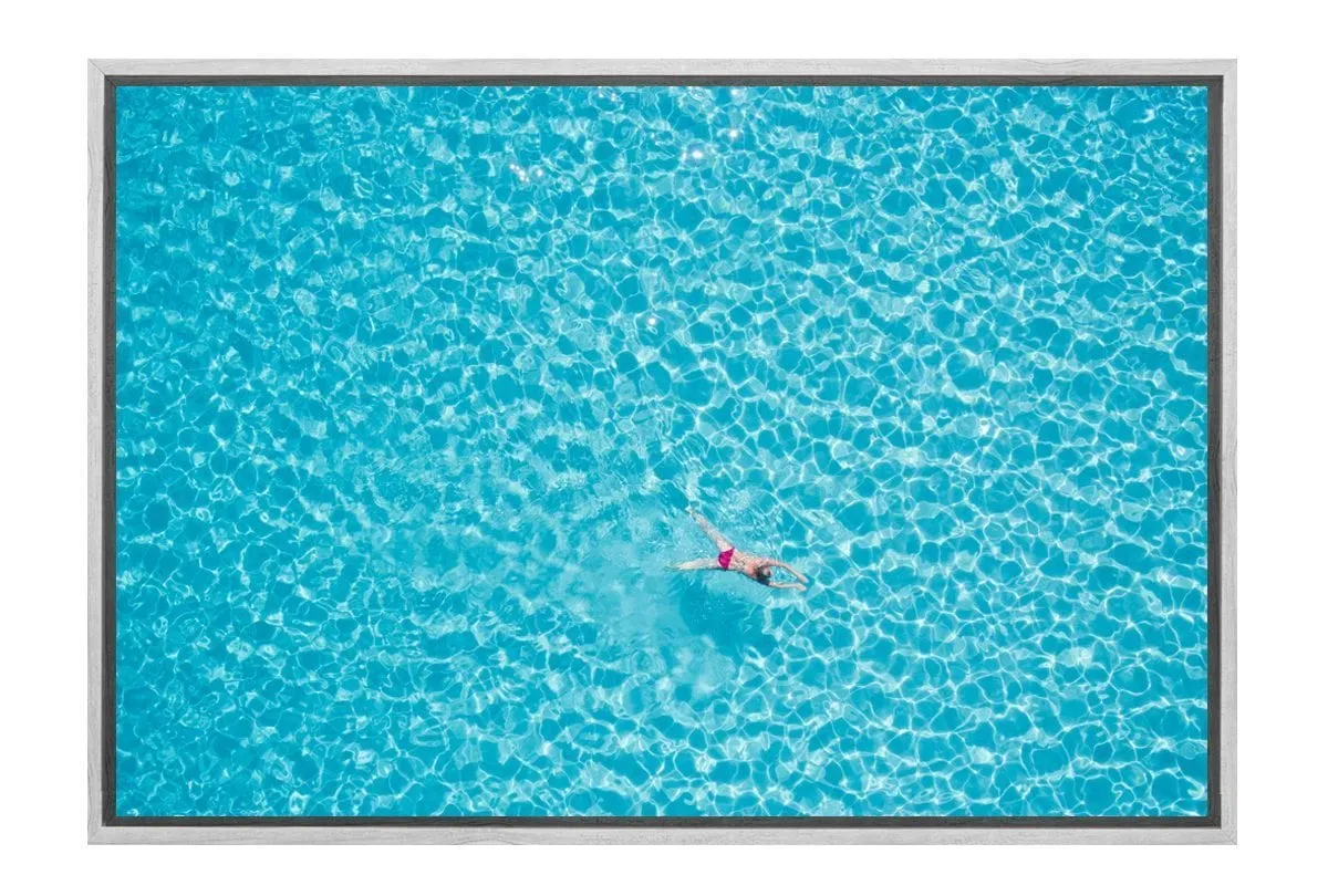 Lone Swimmer Crystal Water | Canvas Art Wall Print