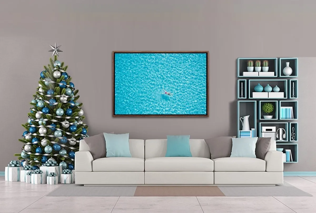 Lone Swimmer Crystal Water | Canvas Art Wall Print