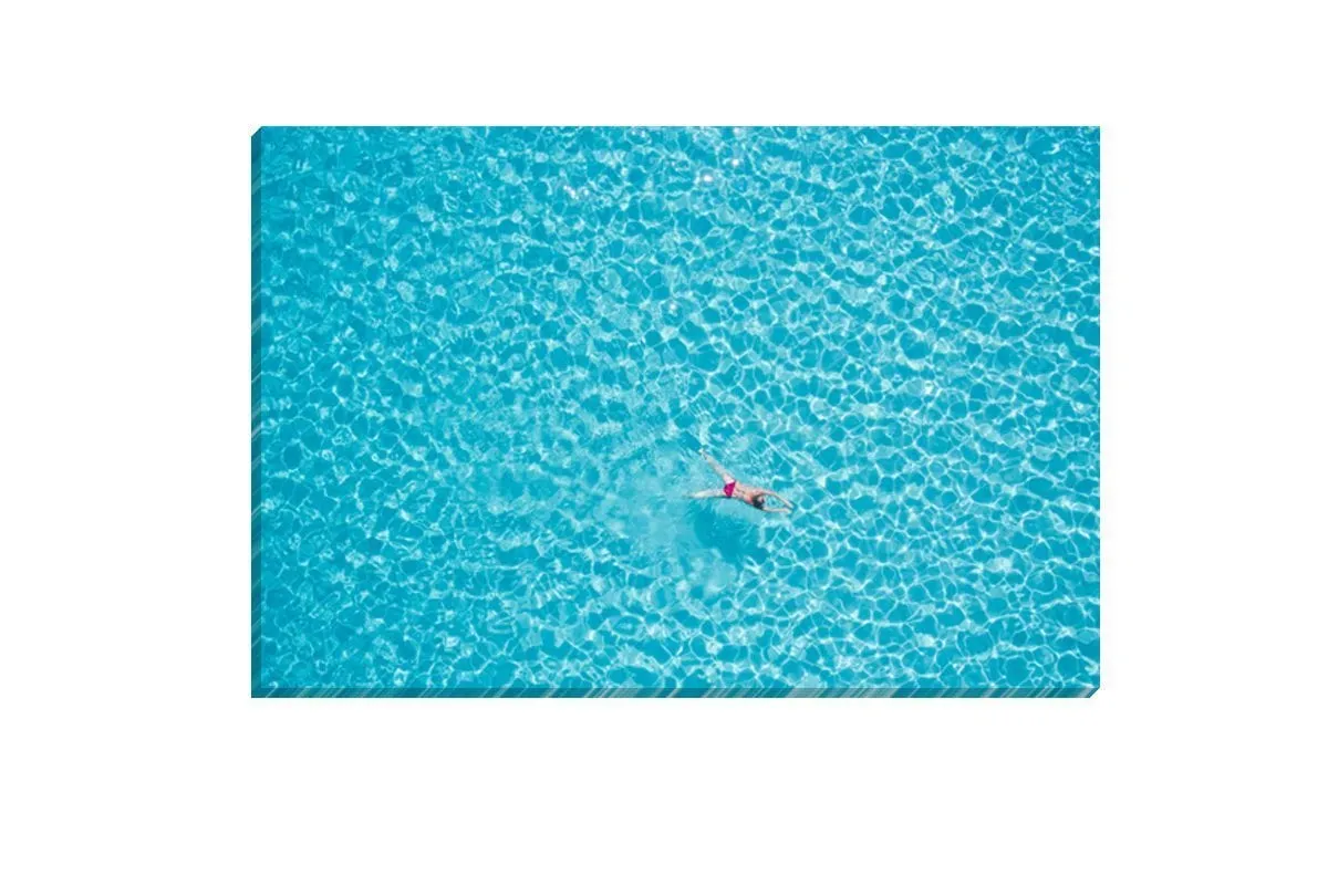 Lone Swimmer Crystal Water | Canvas Art Wall Print