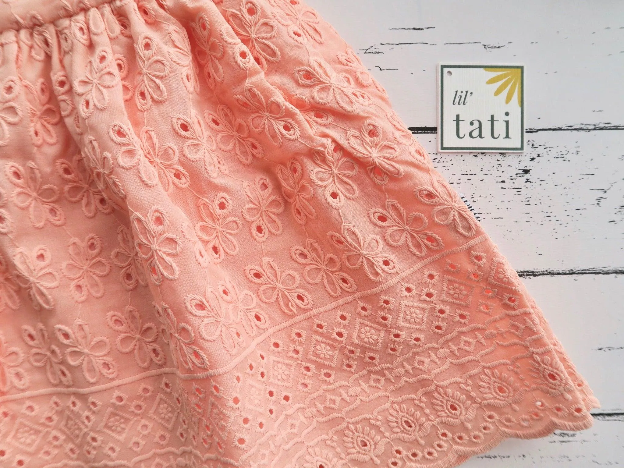 Lotus Dress in Light Orange Eyelet