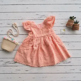 Lotus Dress in Light Orange Eyelet